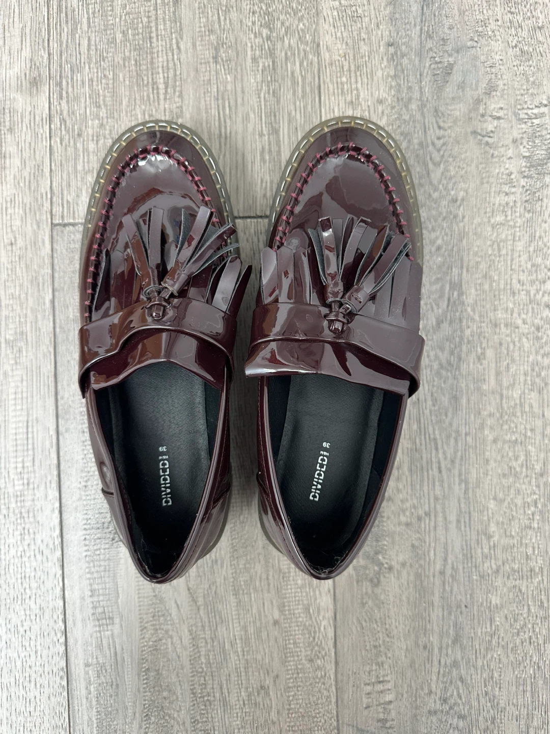 Divided Burgundy Tassel Loafers - Size 39 - photo 5