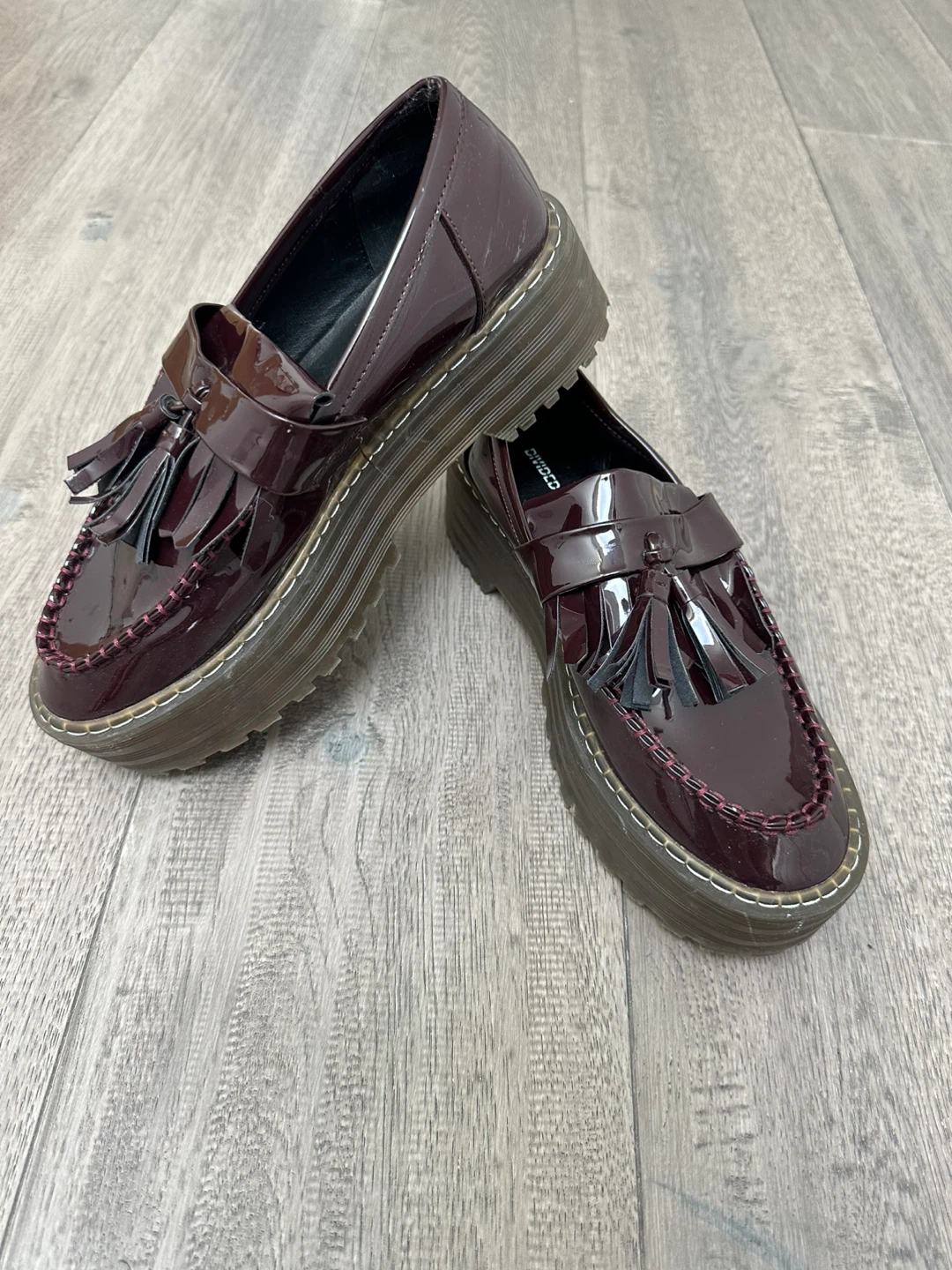 Divided Burgundy Tassel Loafers - Size 39 - photo 3