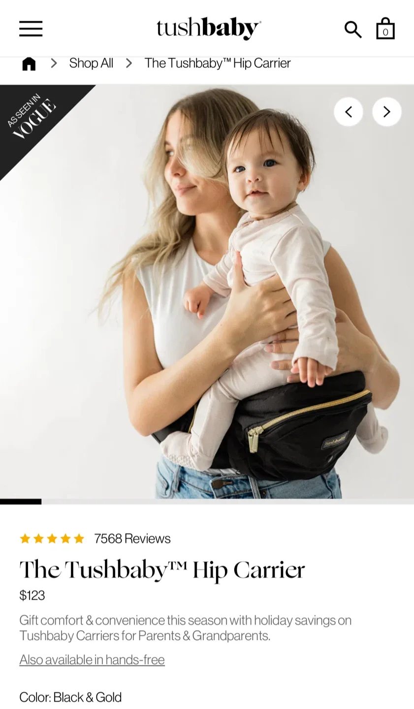 Tushbaby Hip Carrier - Black & Gold image indicator(5)