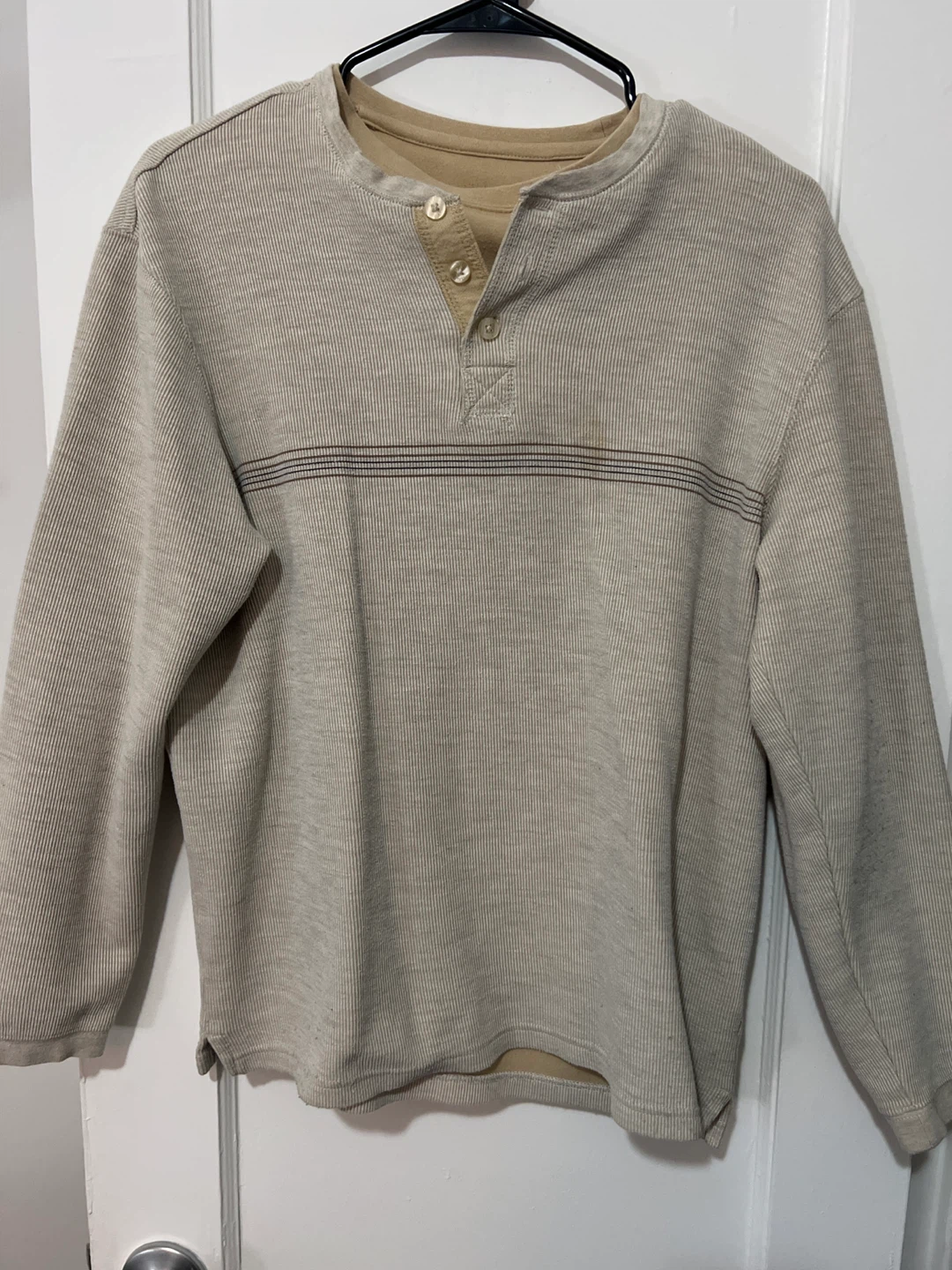 Men's Beige Henley Shirt