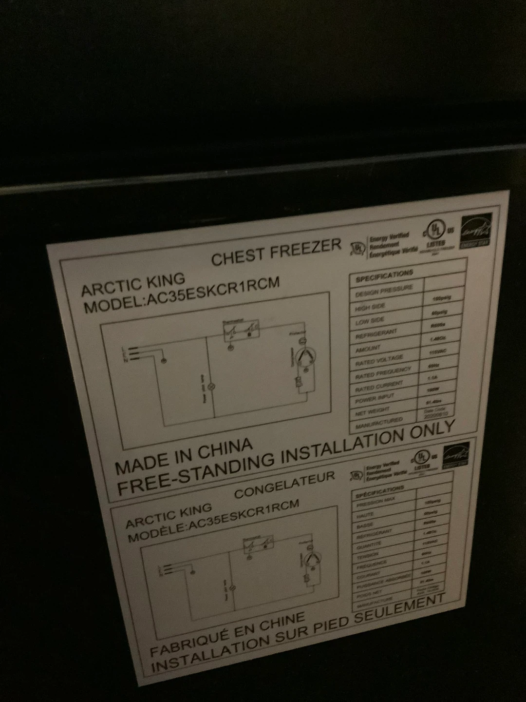 Arctic King 3.5 square foot freezer - photo 2