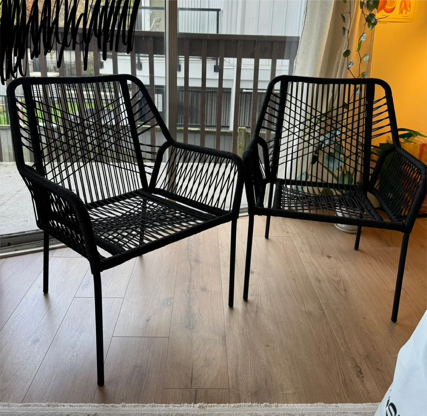 Black patio chairs