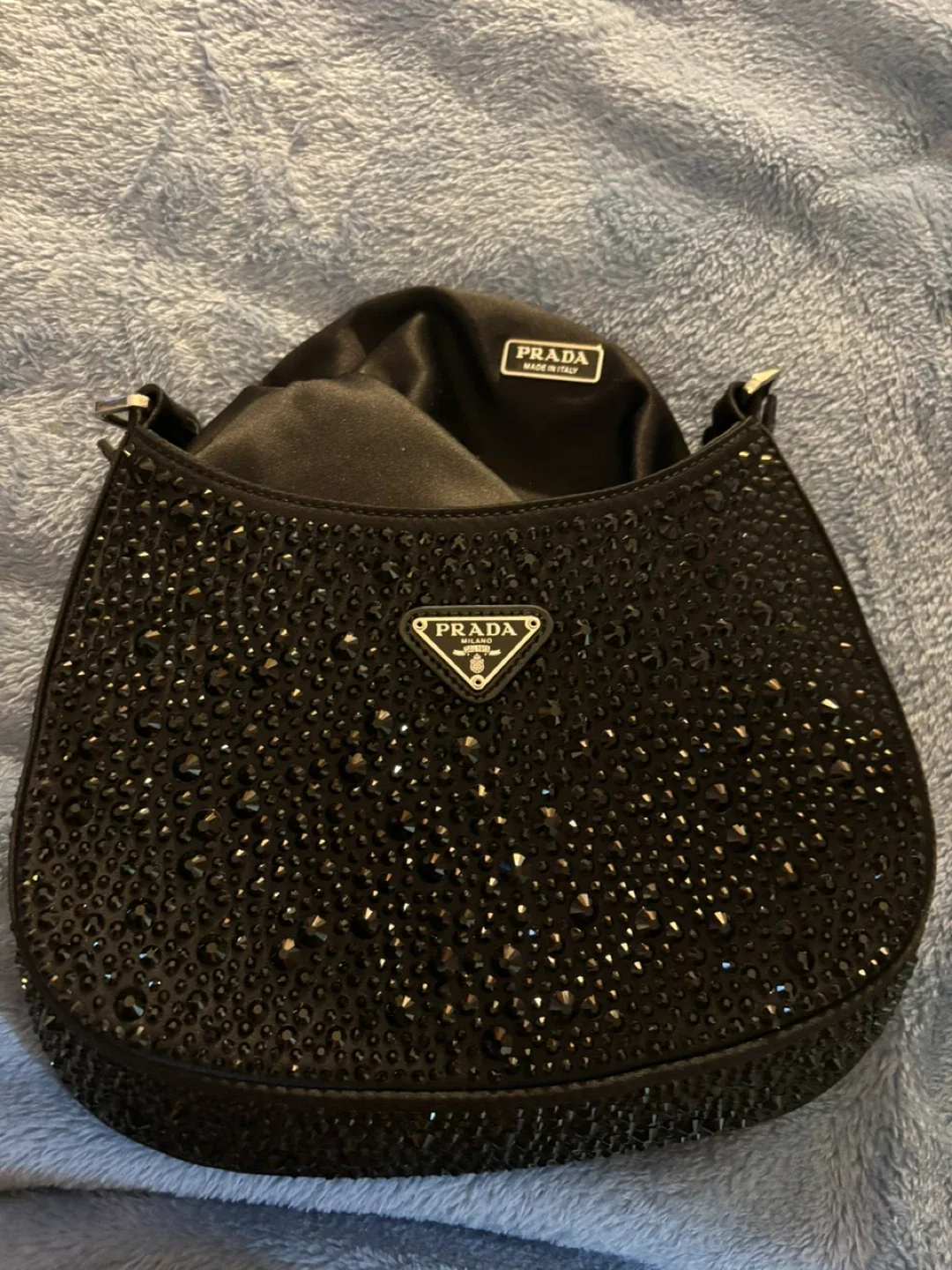 Prada Black Embellished Mini Hobo Bag
