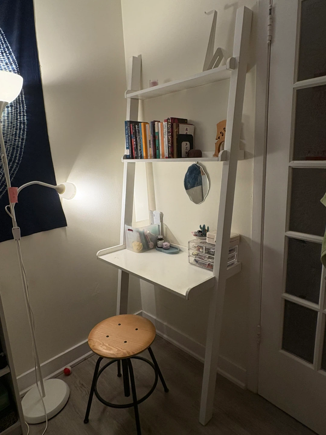 CB2 White Ladder Desk with shelves - photo 2