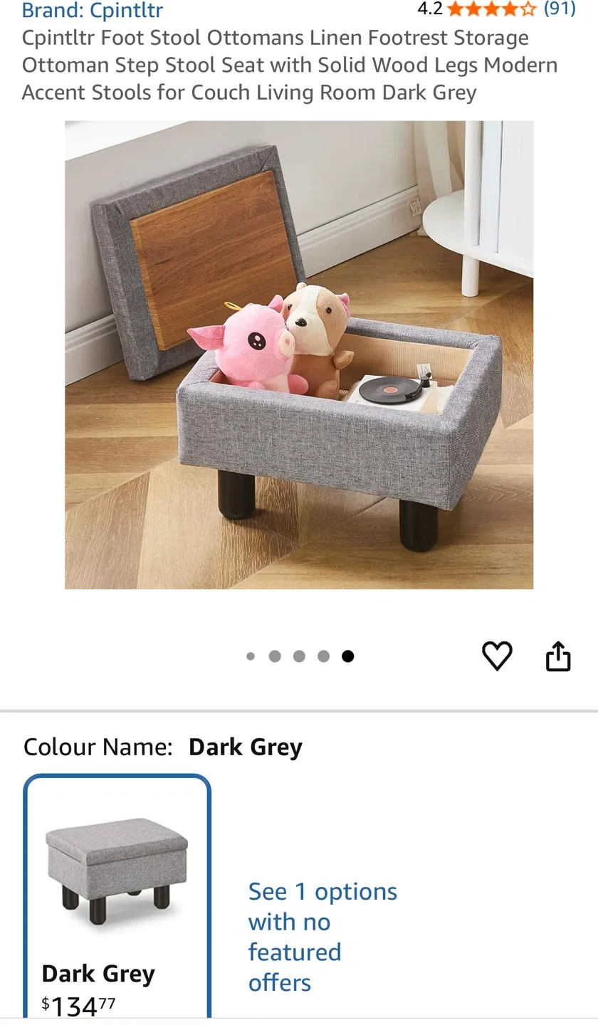 Foot Stool Ottoman - Dark Grey image indicator(6)