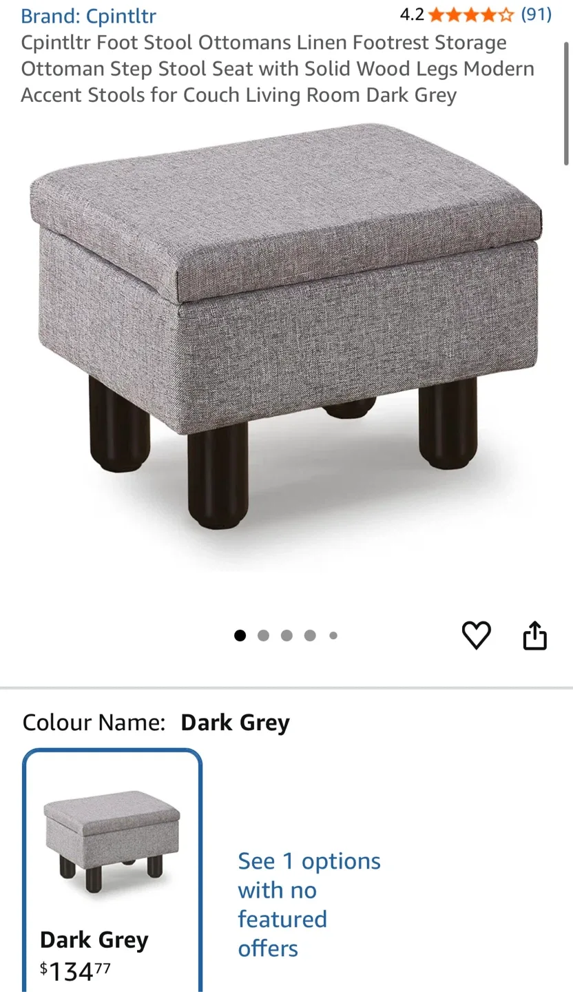 Foot Stool Ottoman - Dark Grey image indicator(2)