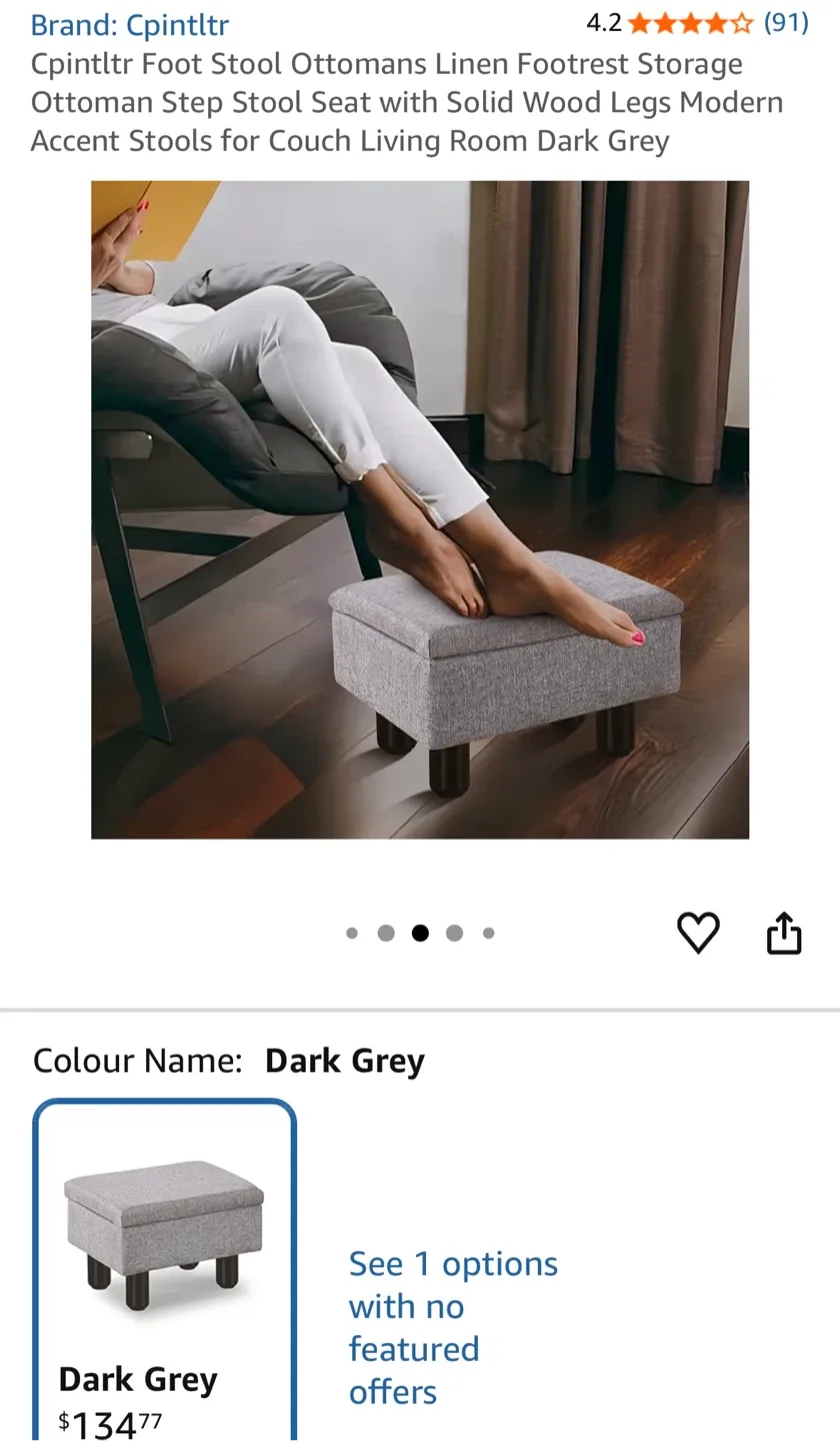 Foot Stool Ottoman - Dark Grey image indicator(4)