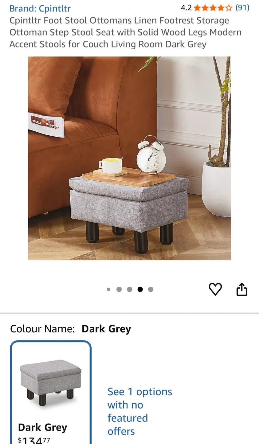 Foot Stool Ottoman - Dark Grey image indicator(3)