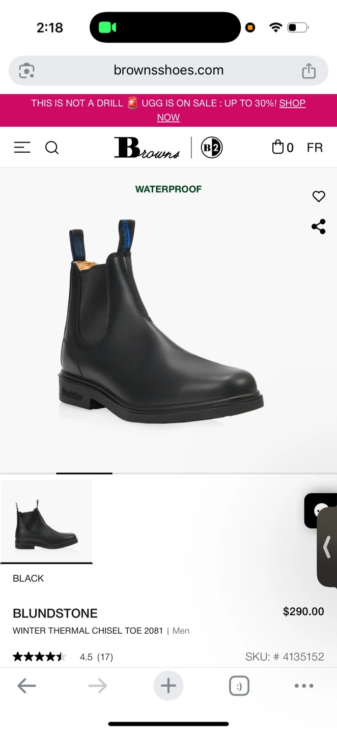 Brand New! Blundstone Winter Thermal Chisel Toe