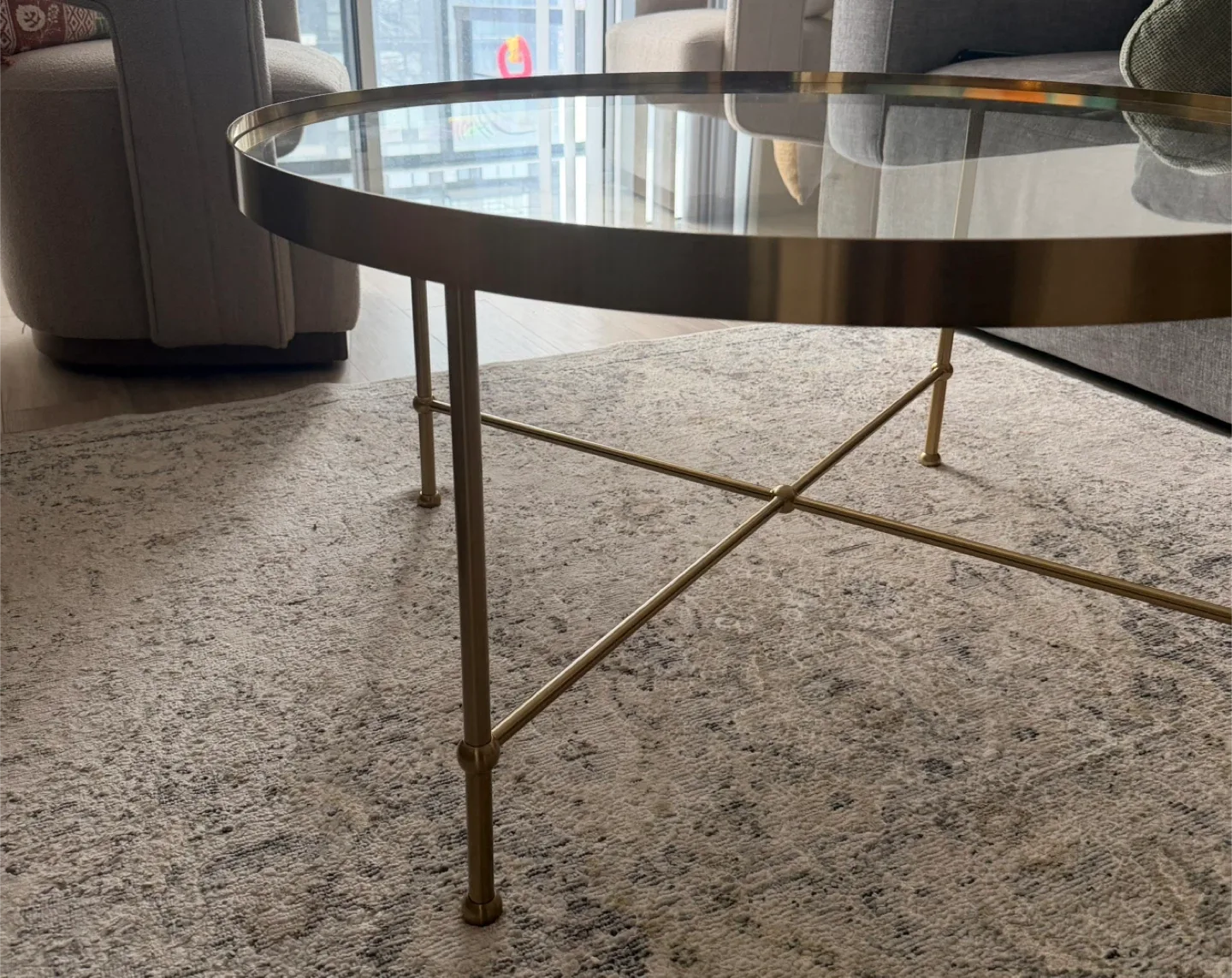 Gold & Glass Round Coffee Table image indicator(2)