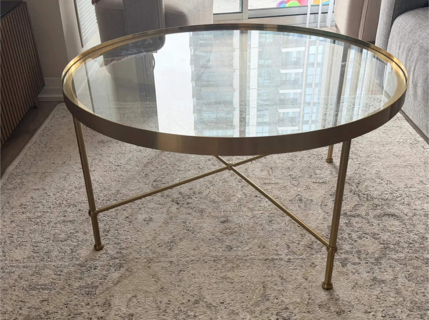 Gold & Glass Round Coffee Table