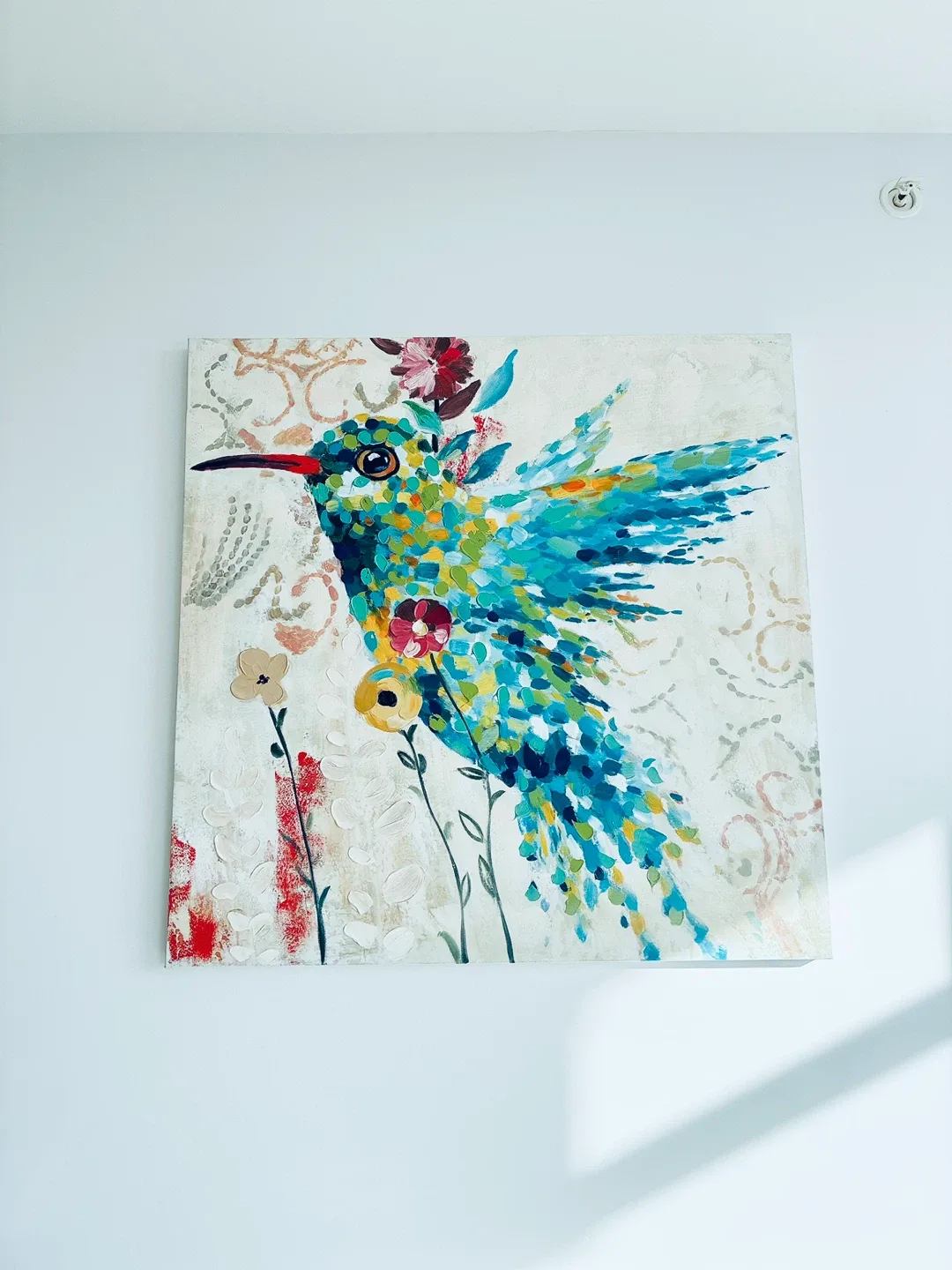 Hummingbird Floral Painting 100x100cm