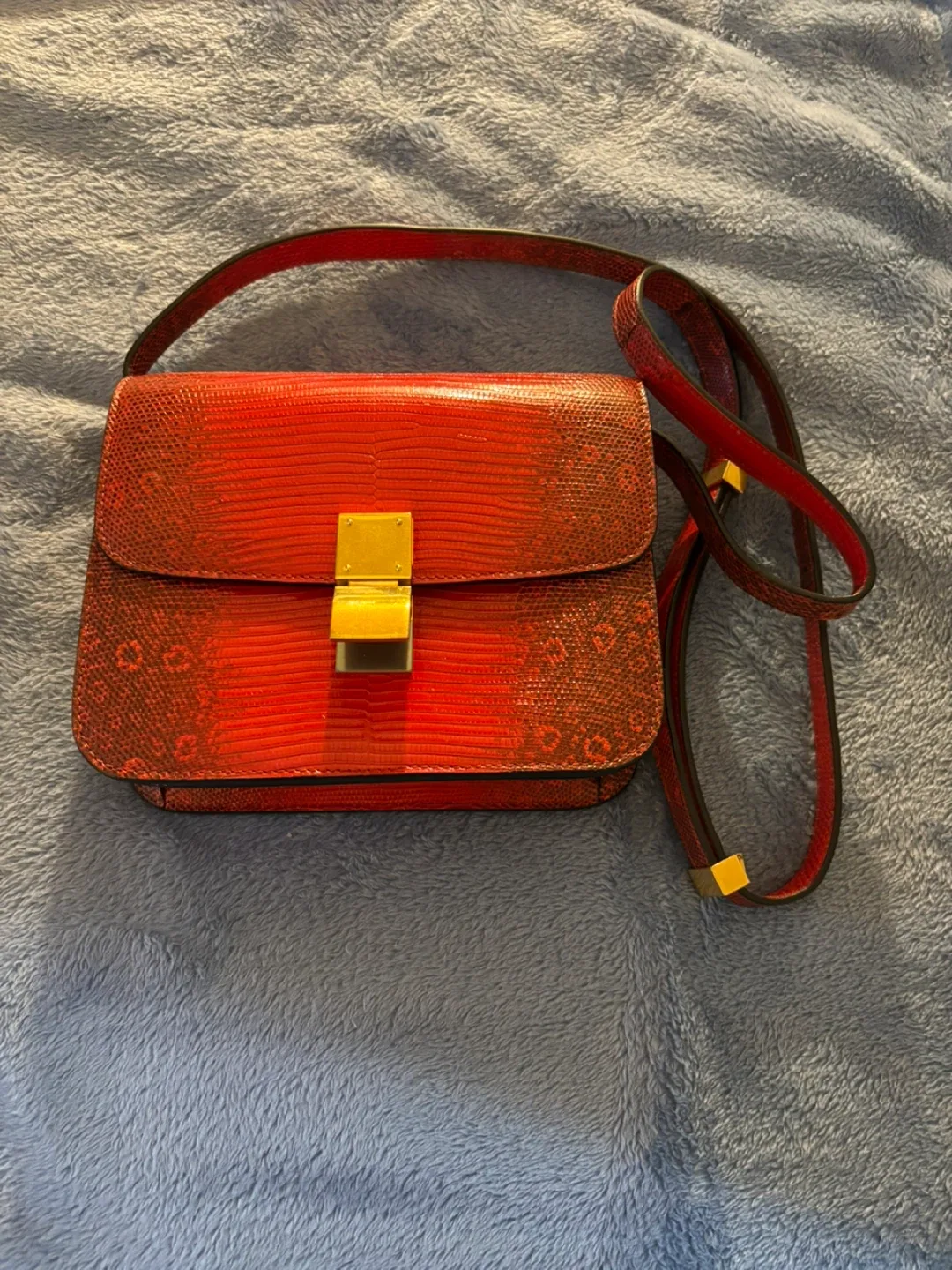 Red Celine Classic Box Bag