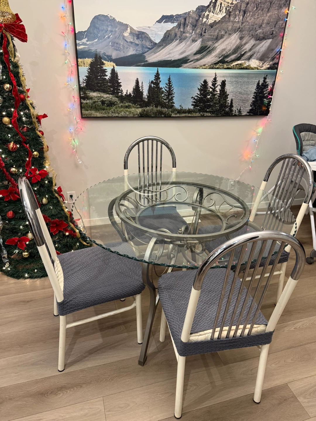 Glass Top Dining Table with 4 Chairs - photo 2