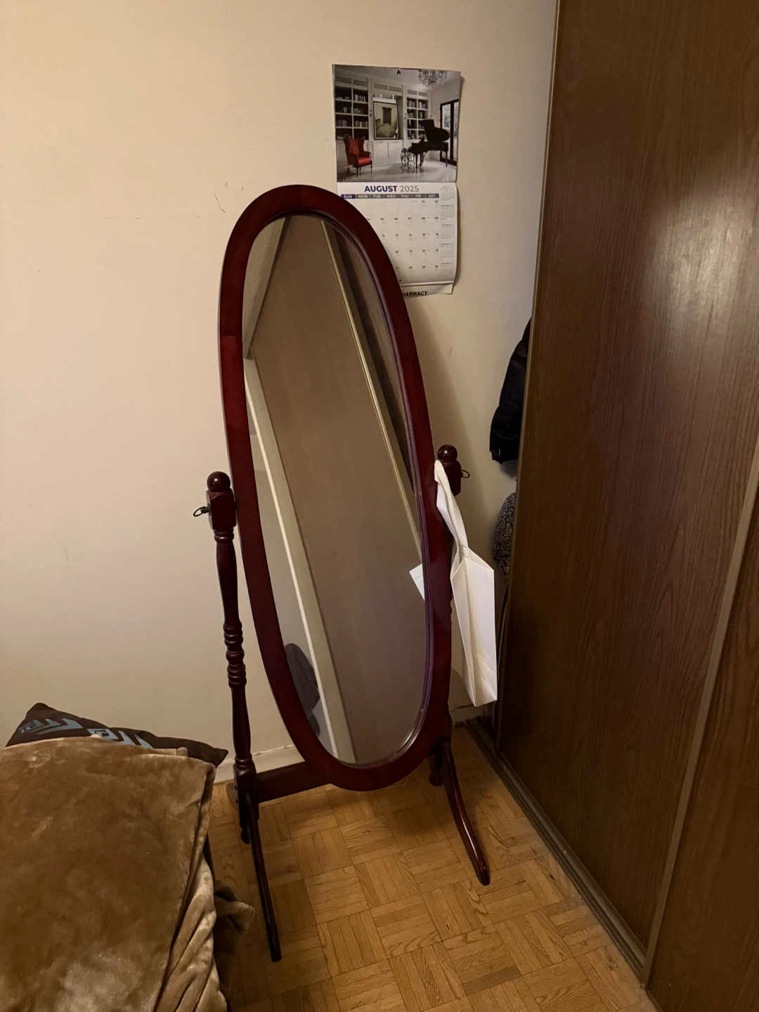 Oval Cheval Mirror - Brown Frame - photo 2