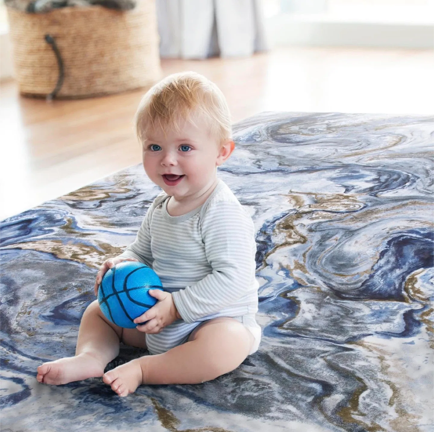 Blue & Gold Abstract Area Rug image indicator(3)