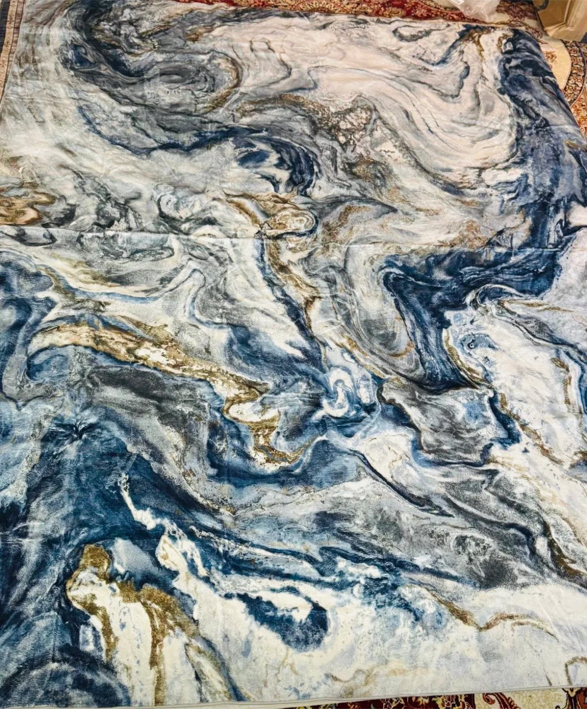 Blue & Gold Abstract Area Rug image indicator(5)