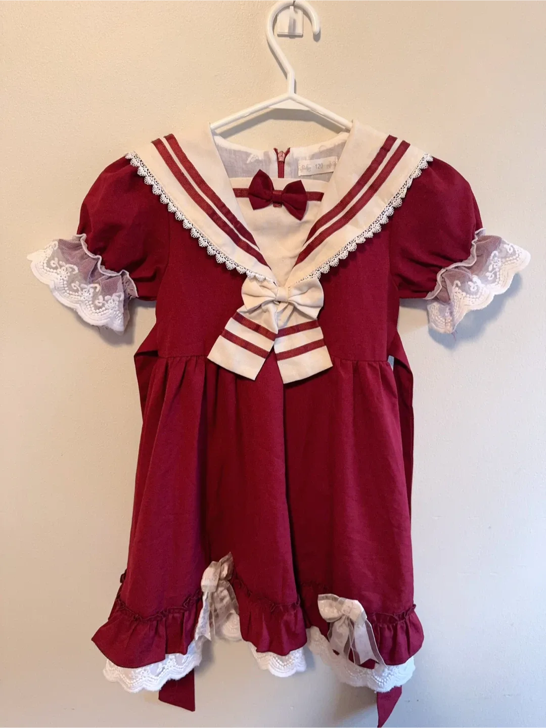 Burgundy Sailor Dress - Toddler size 5-6T