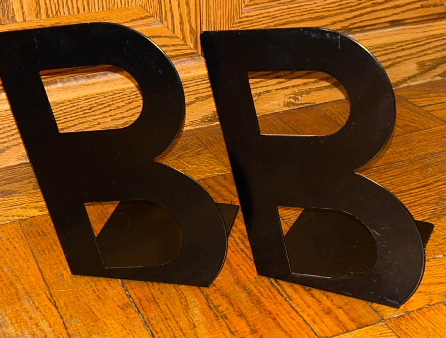 Set of 2 Black Metal Bookends Letter B