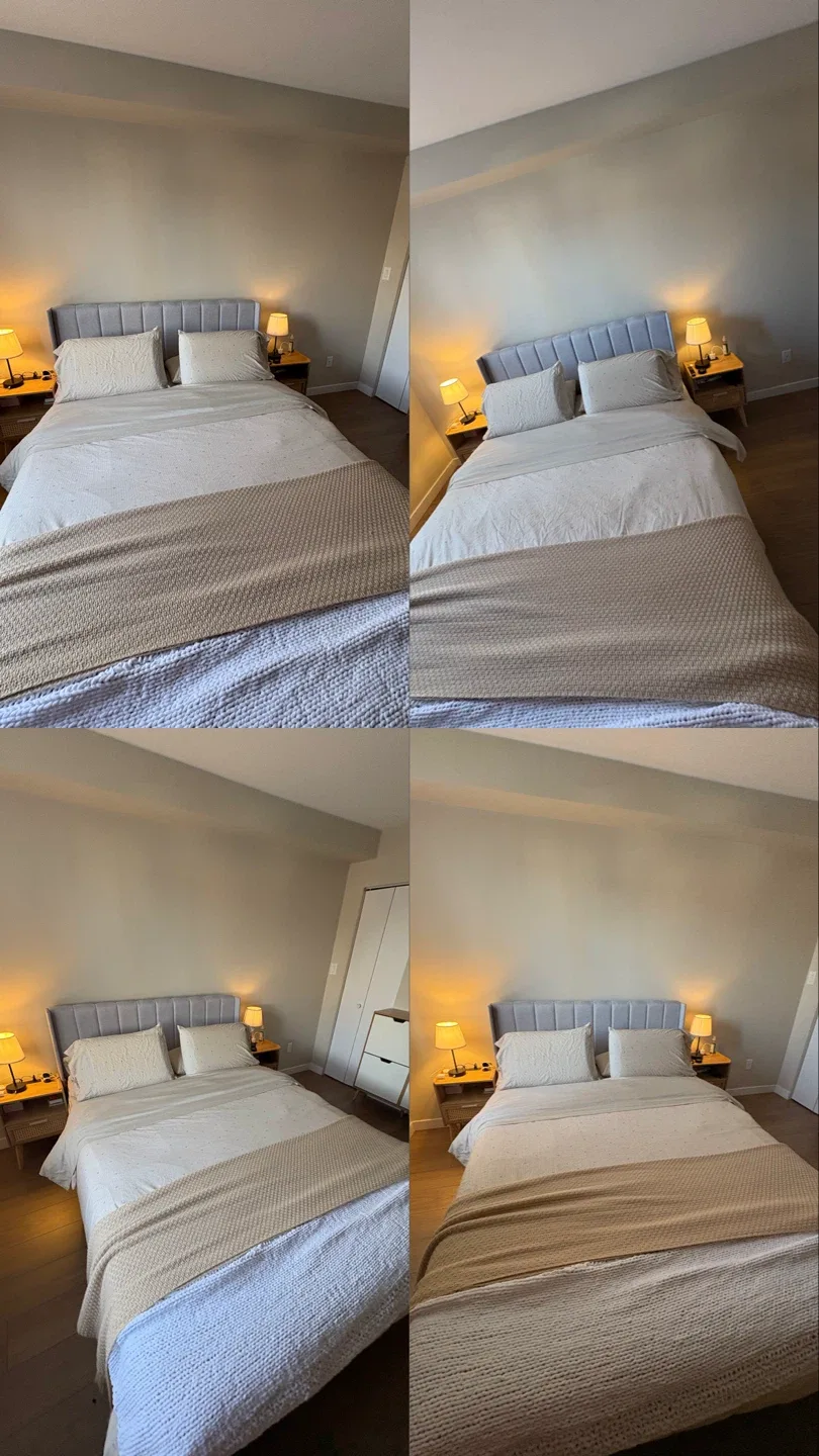 Bedroom set with bedframe and side tables