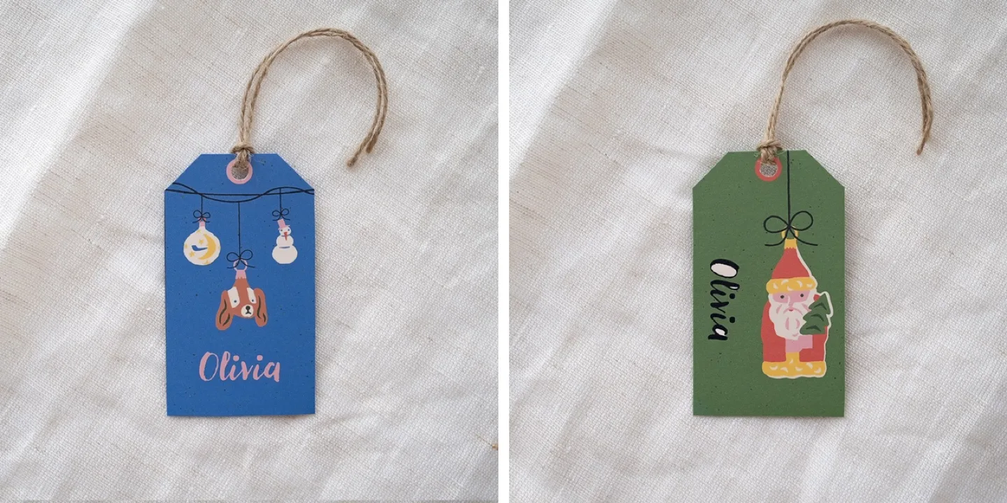 Retro Handmade Custom Christmas Gift Tags Set image indicator(6)