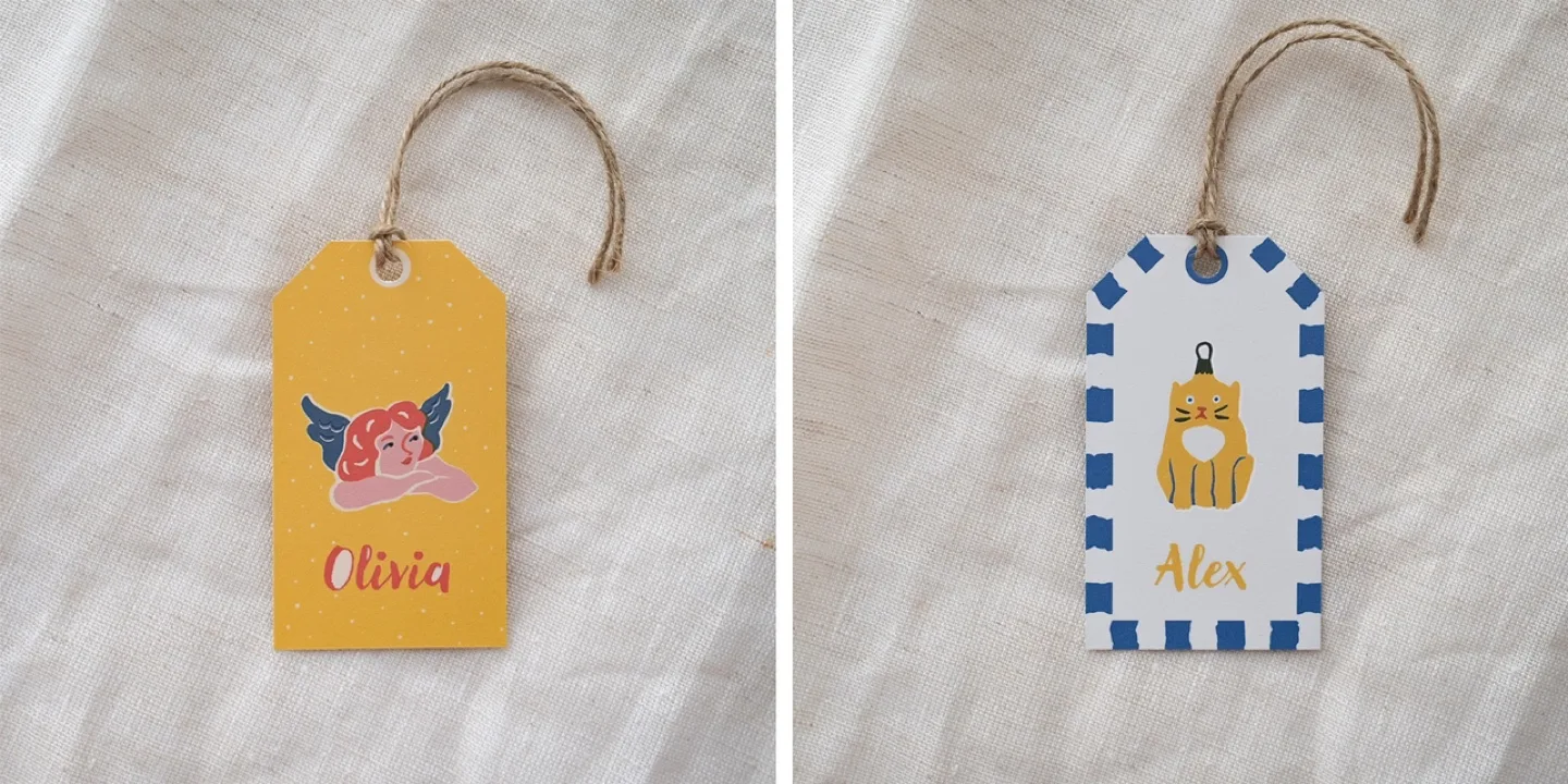 Retro Handmade Custom Christmas Gift Tags Set image indicator(4)