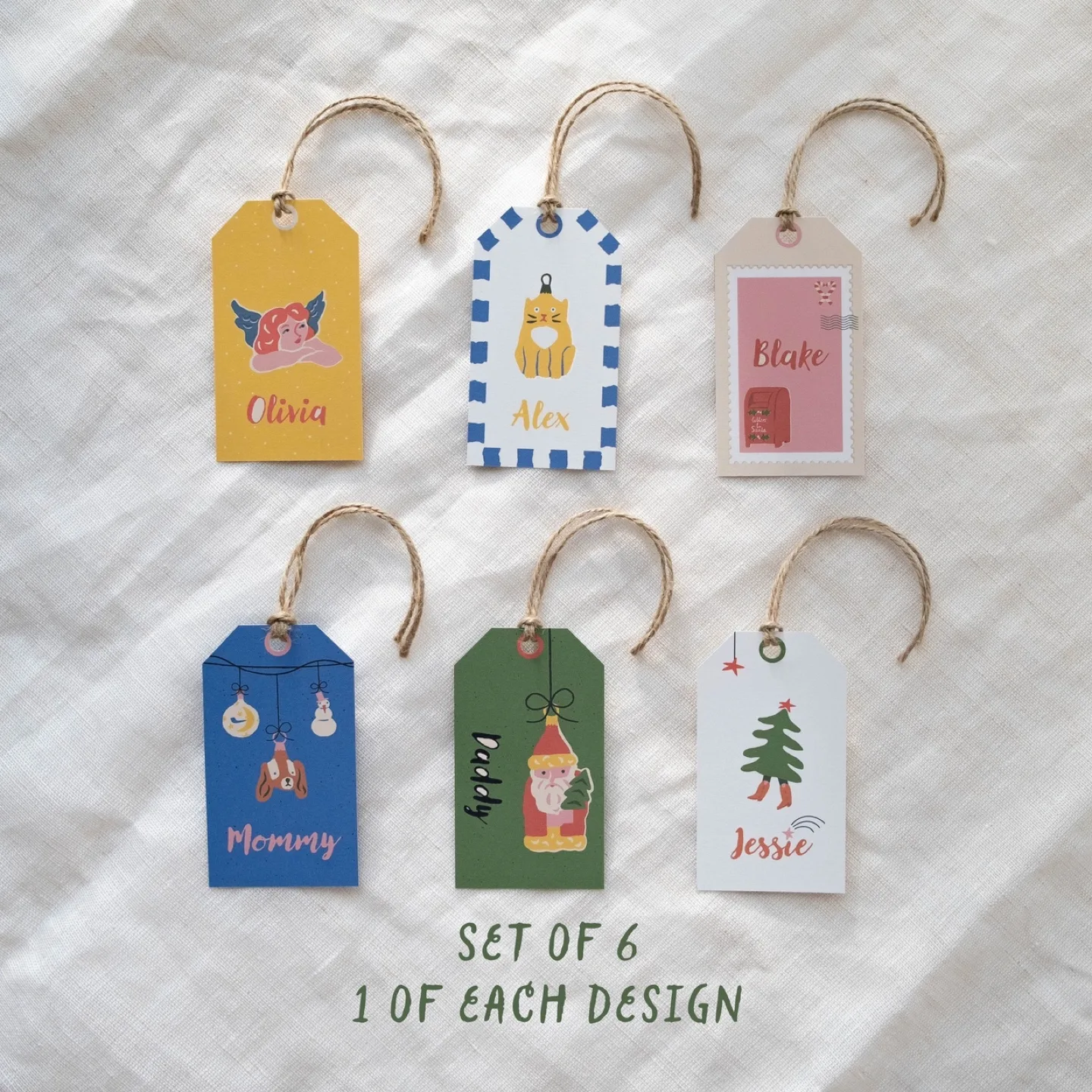 Retro Handmade Custom Christmas Gift Tags Set image indicator(2)