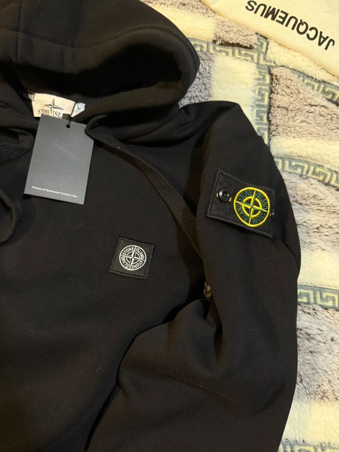 Stone Island Black Hoodie - Size L