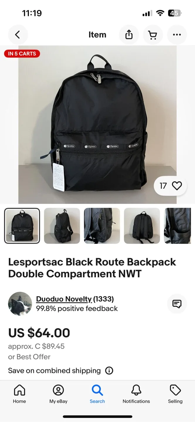 LeSportsac Black Backpack image indicator(7)