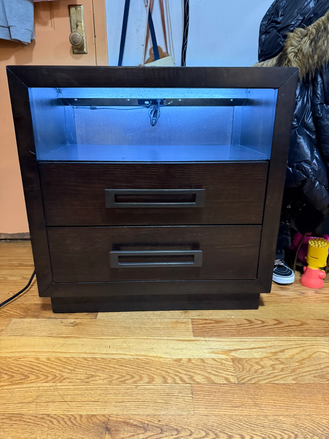 Nightstand with Glass Top & LED Light - photo 3