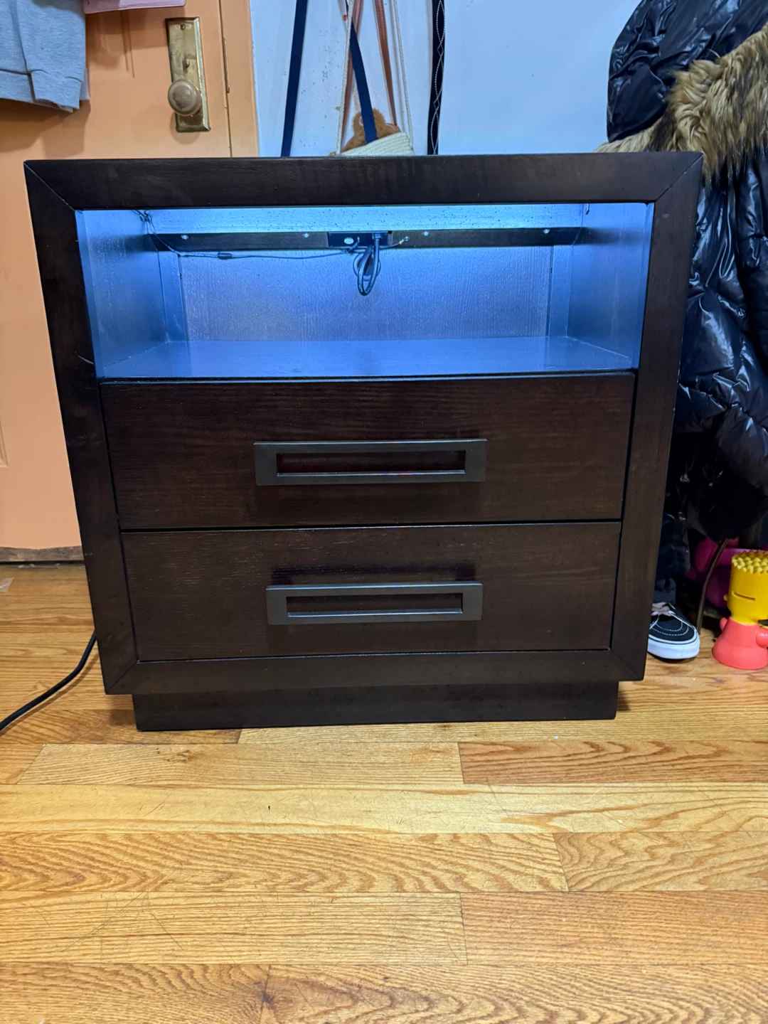 Nightstand with Glass Top & LED Light - photo 2
