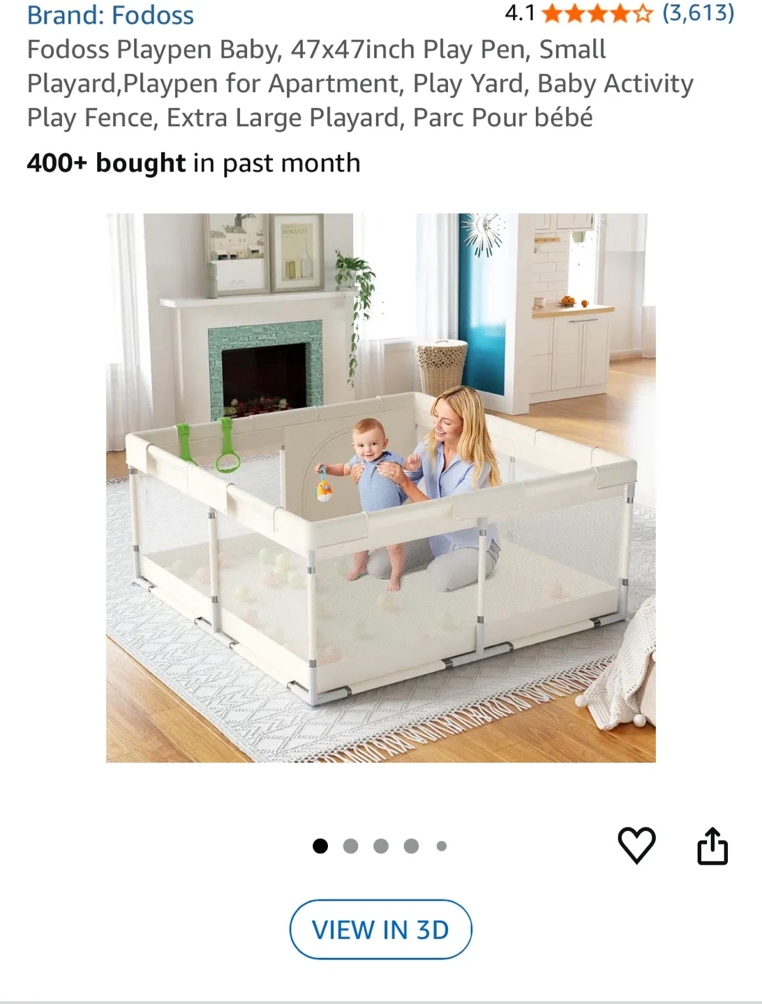 Fodoss Playpen Baby, 47x47inch Play Yard