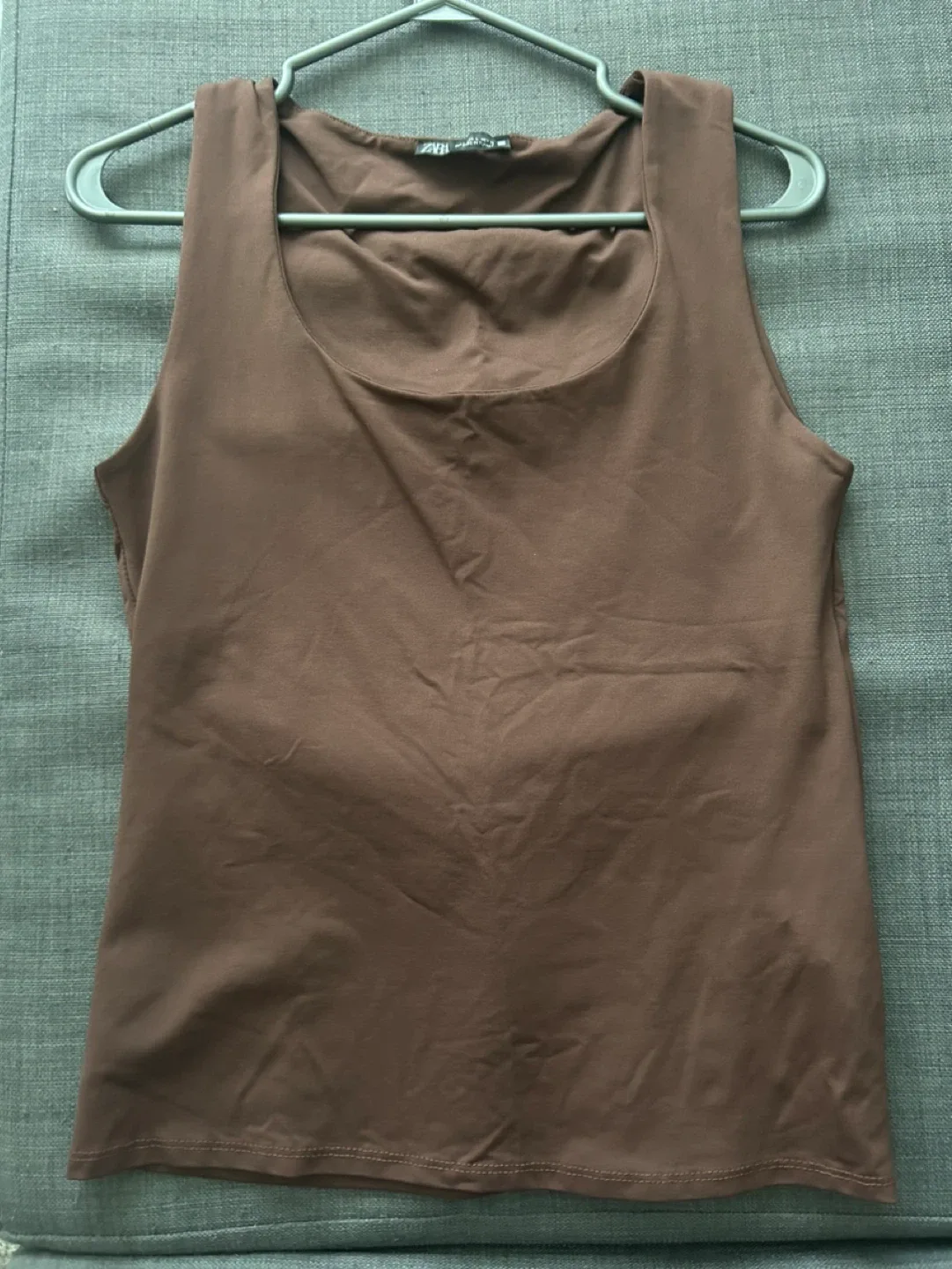 Zara Brown Squareneck Tank Top - Size L