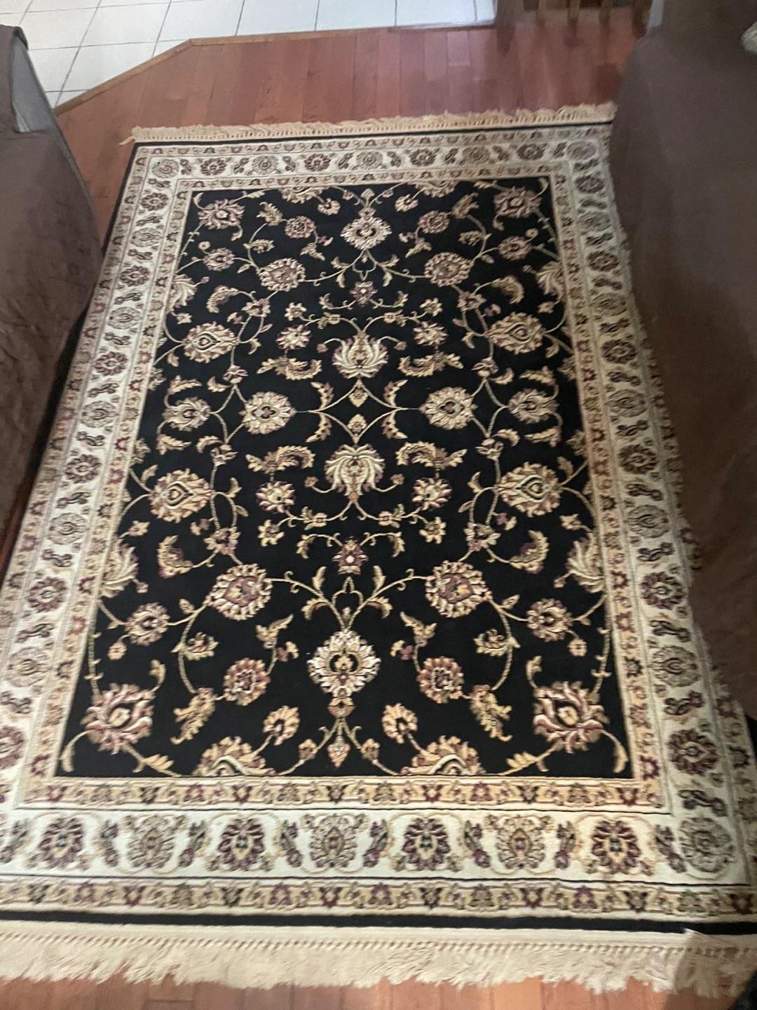 Floral Area Rug - Black - photo 2
