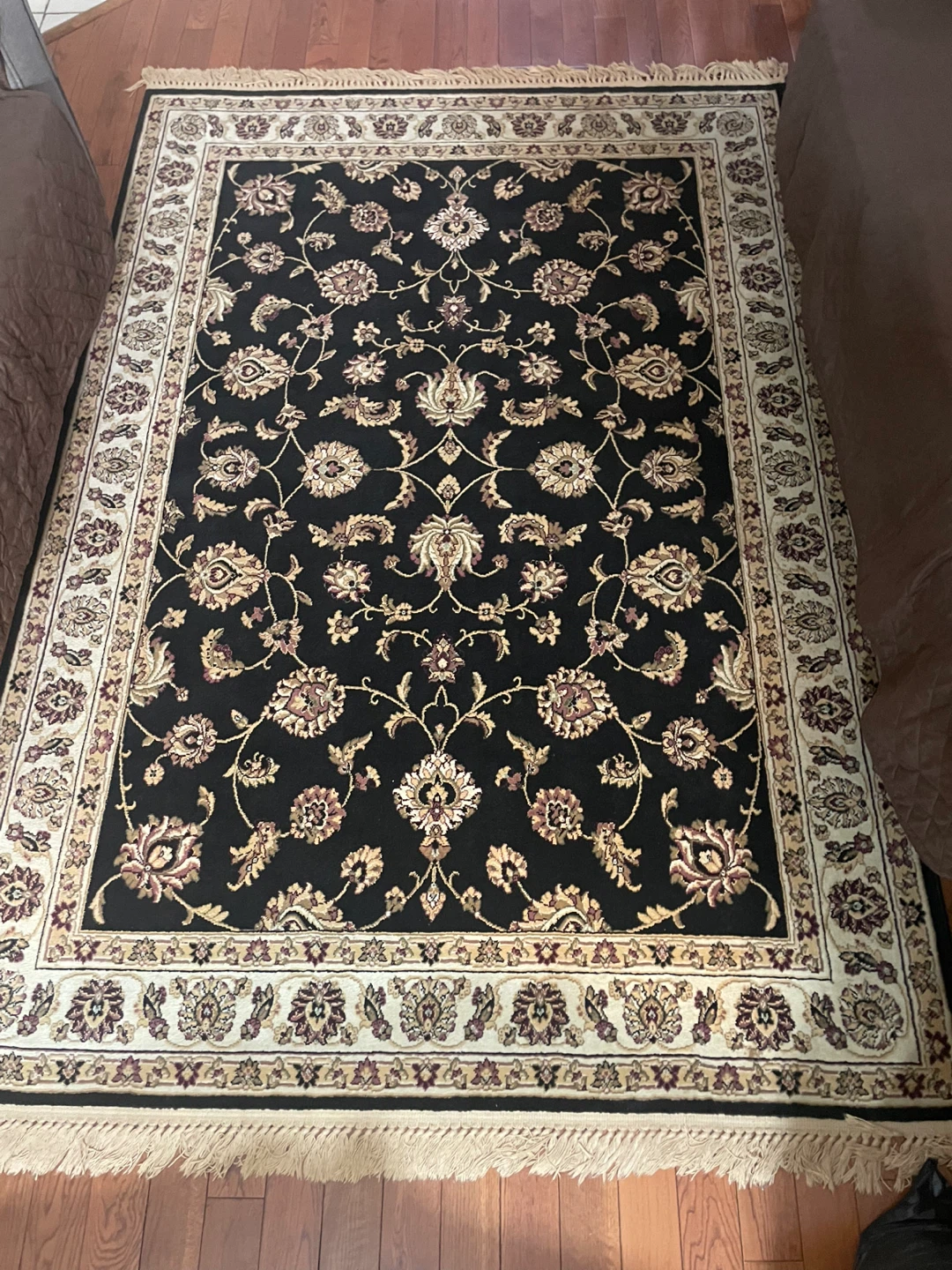 Floral Area Rug - Black - photo 3
