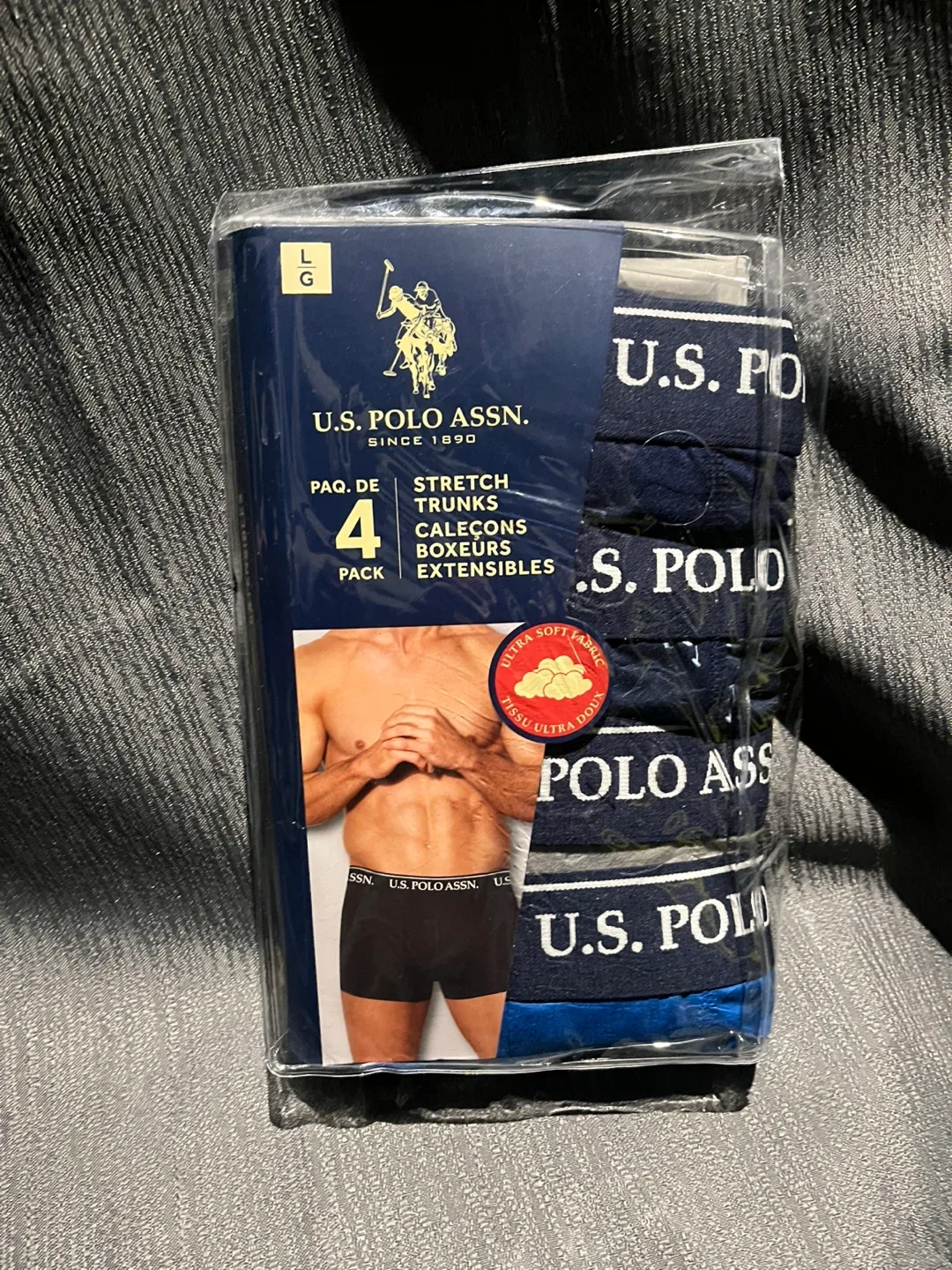 New U.S. Polo Assn. Stretch Trunks - 4 Pack, Large