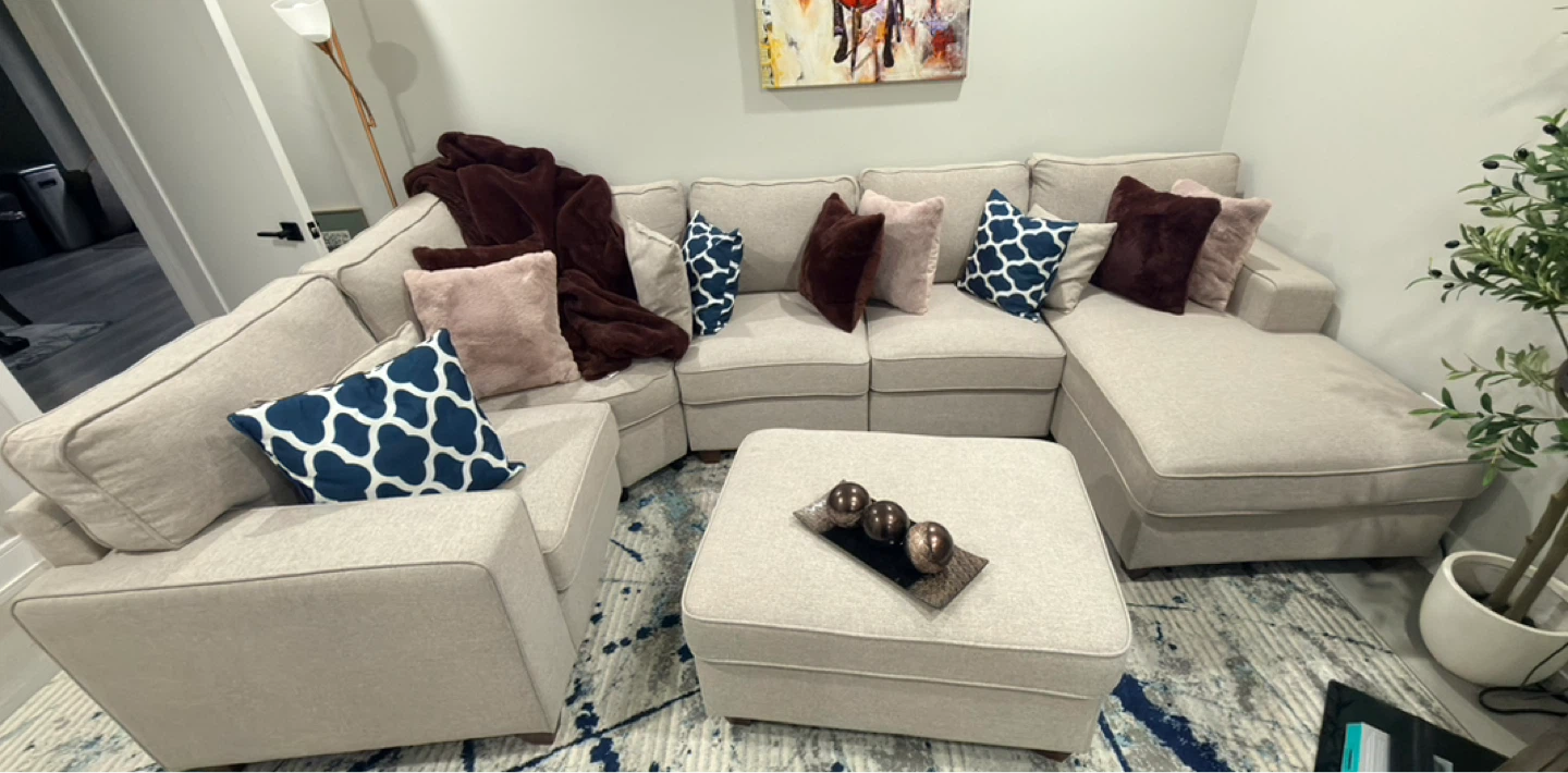 Grey Sectional Sofa with Ottoman