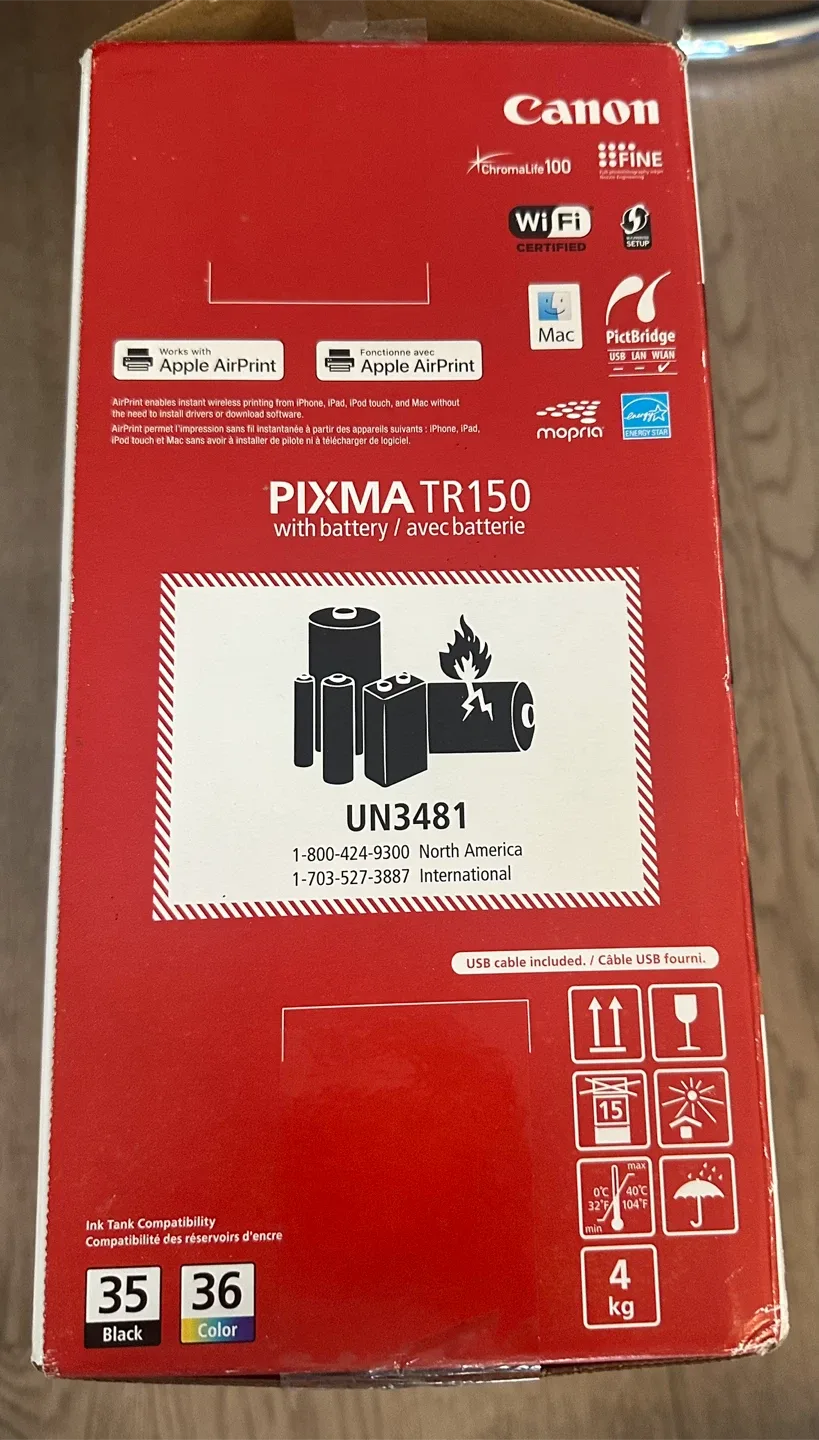 Canon PIXMA TR150 Wireless Portable Printer - Like New! image indicator(3)