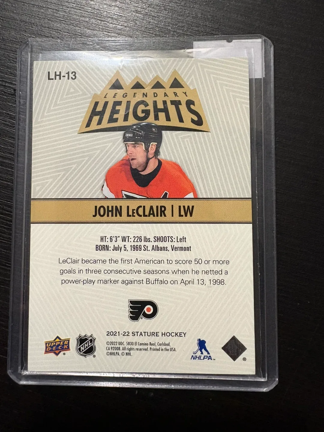 John LeClair Legendary Heights Hockey Card image indicator(2)