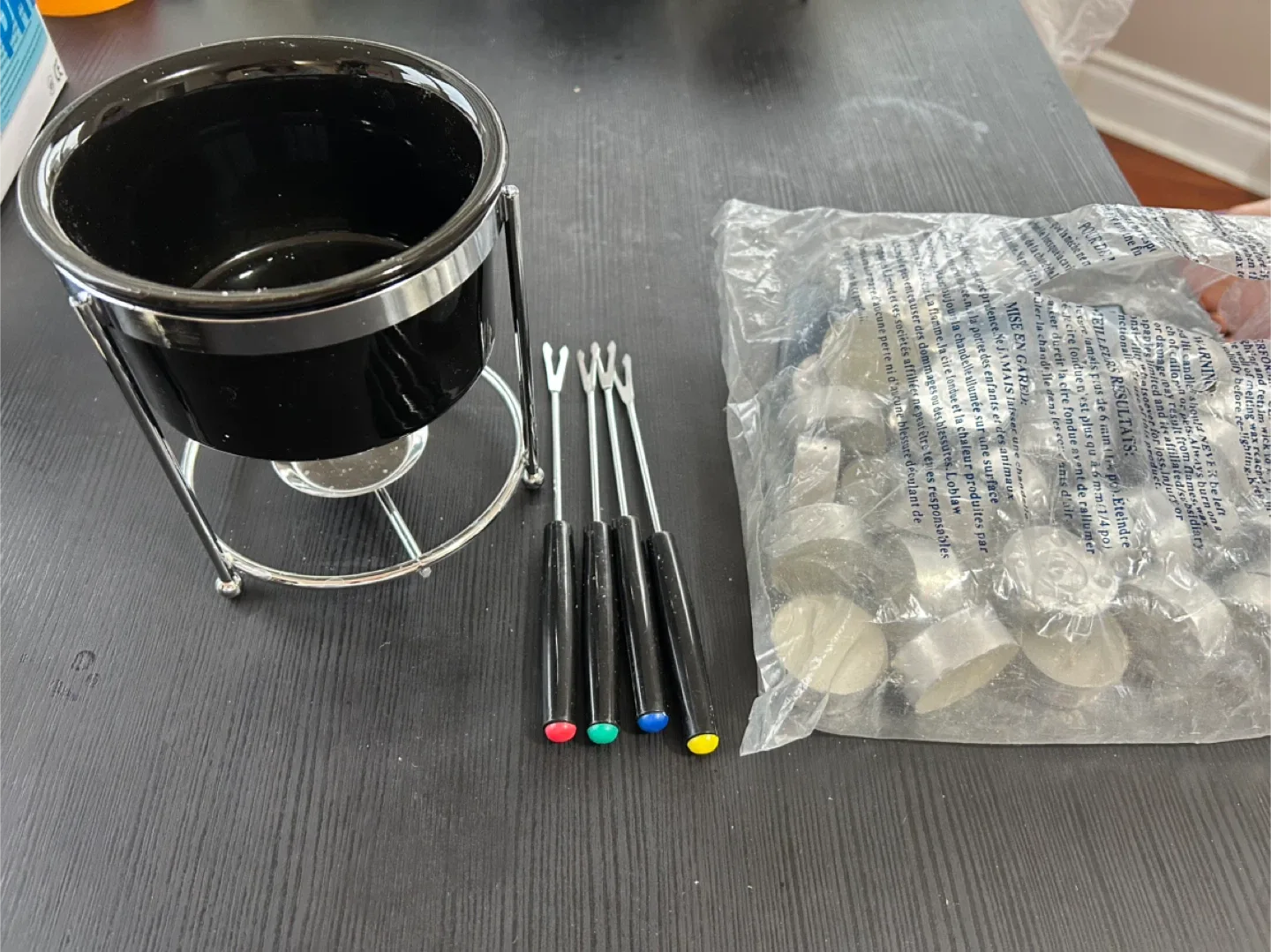 Chocolate/ cheese Fondue Set with Forks (with 40 candles)