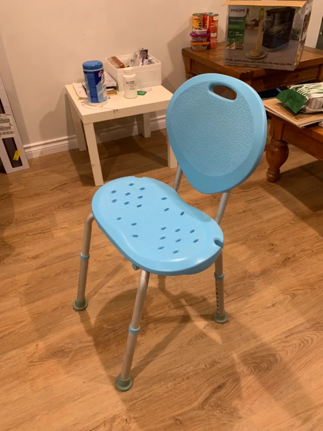 Blue Adjustable Height Bath Chair