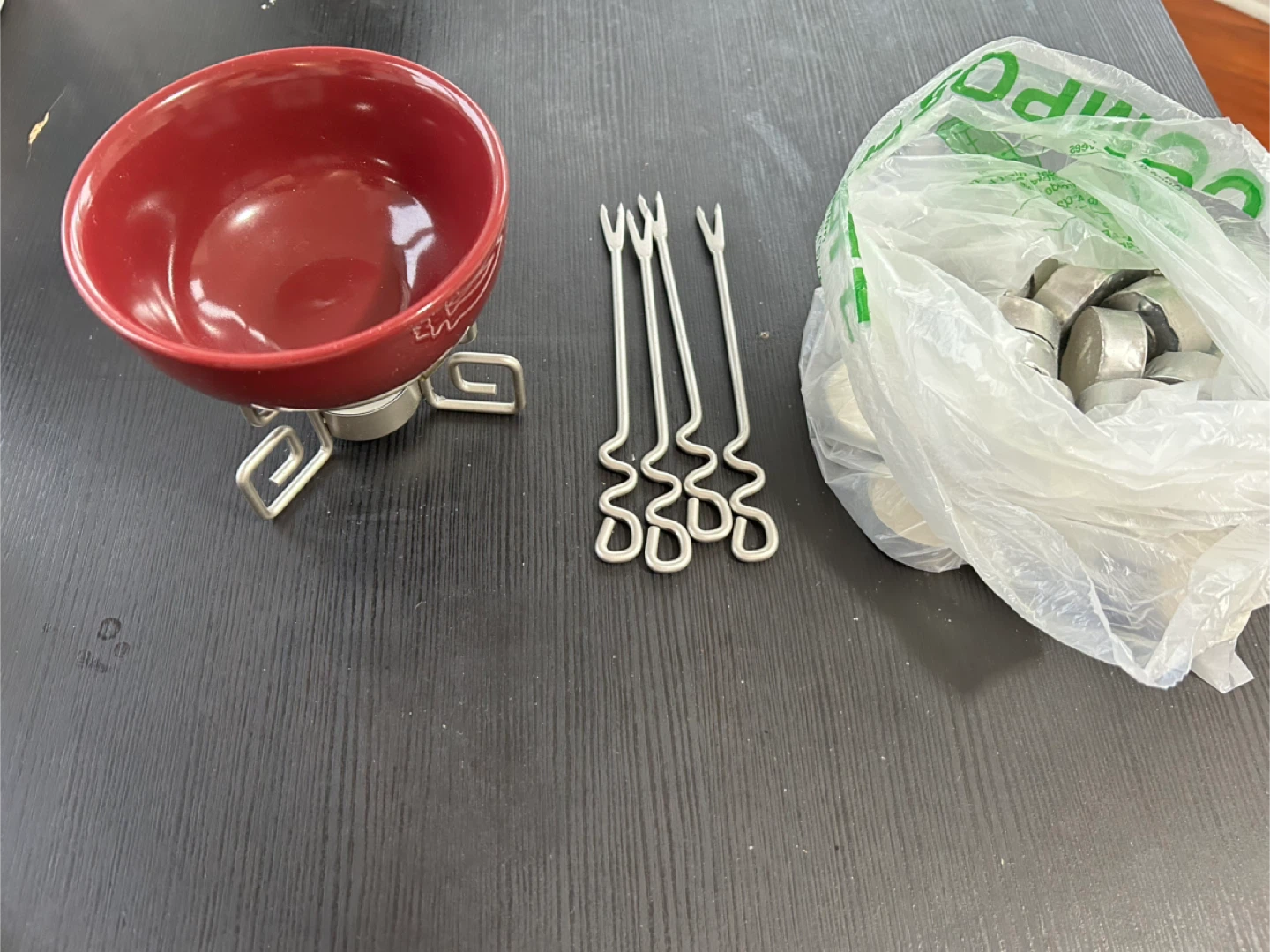 Chocolate and cheese Fondue Set with Forks with (22 candles )