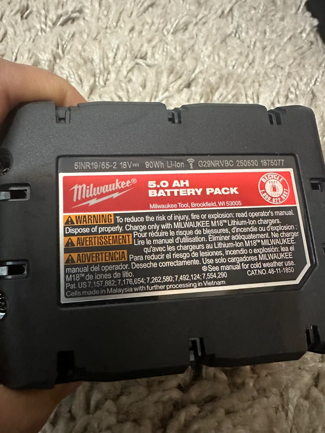 Milwaukee M18 REDLITHIUM XC5.0 Battery image indicator(3)