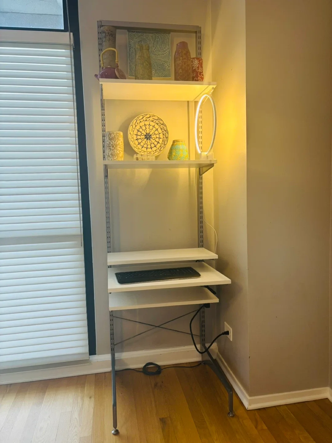 White Elfa Shelving System desk
