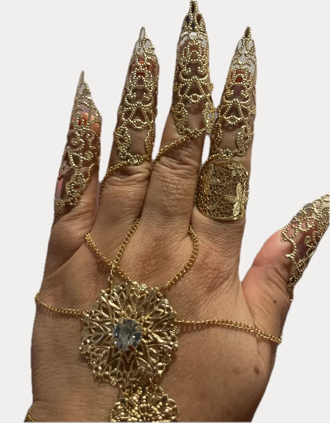 Gold Hand Chain with Finger Rings