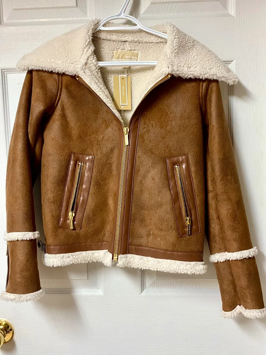 Michael Kors Brown Faux Shearling Jacket - New!