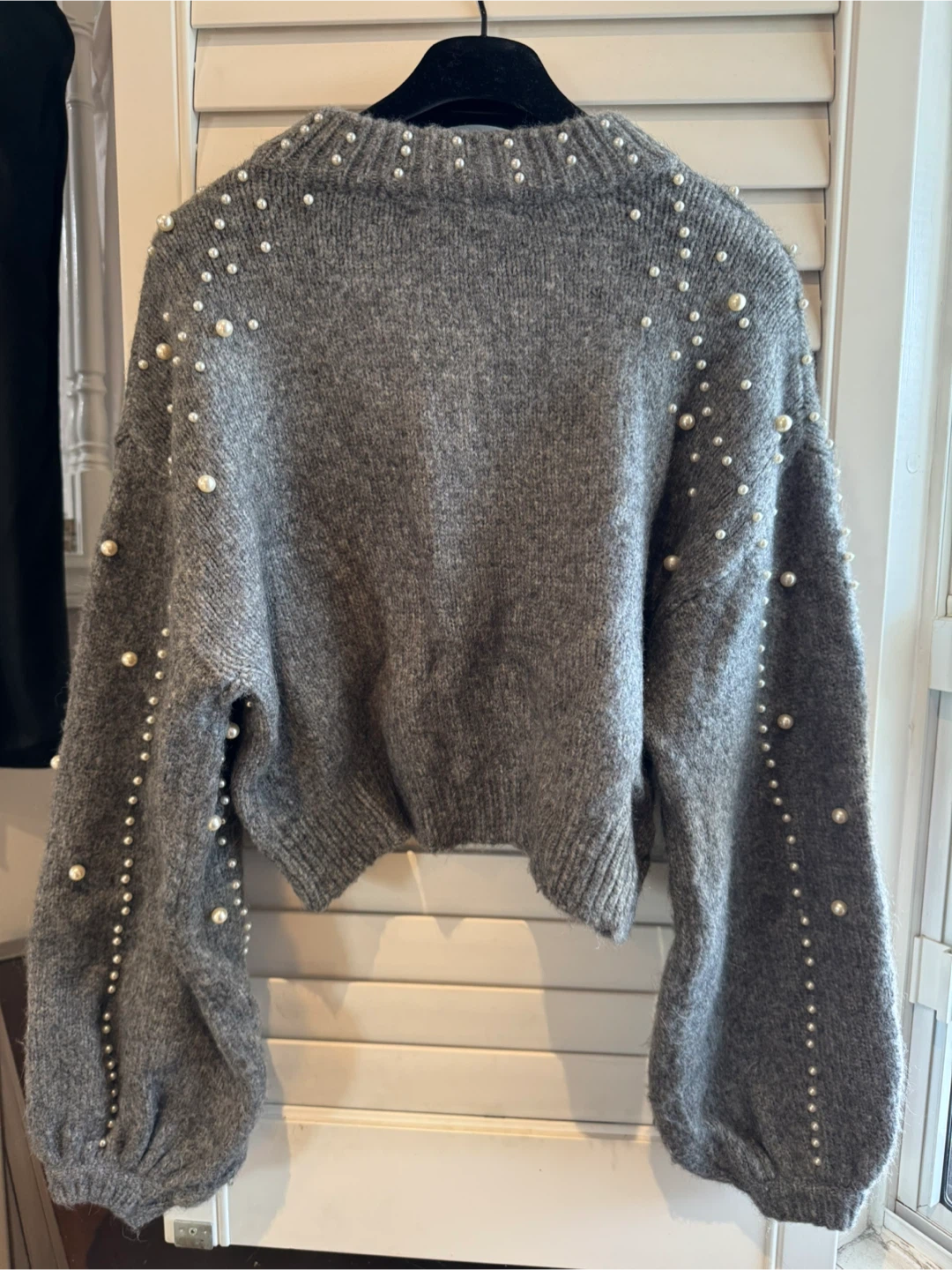 Zara Knit Grey Sweater with Pearls - Size S - photo 3