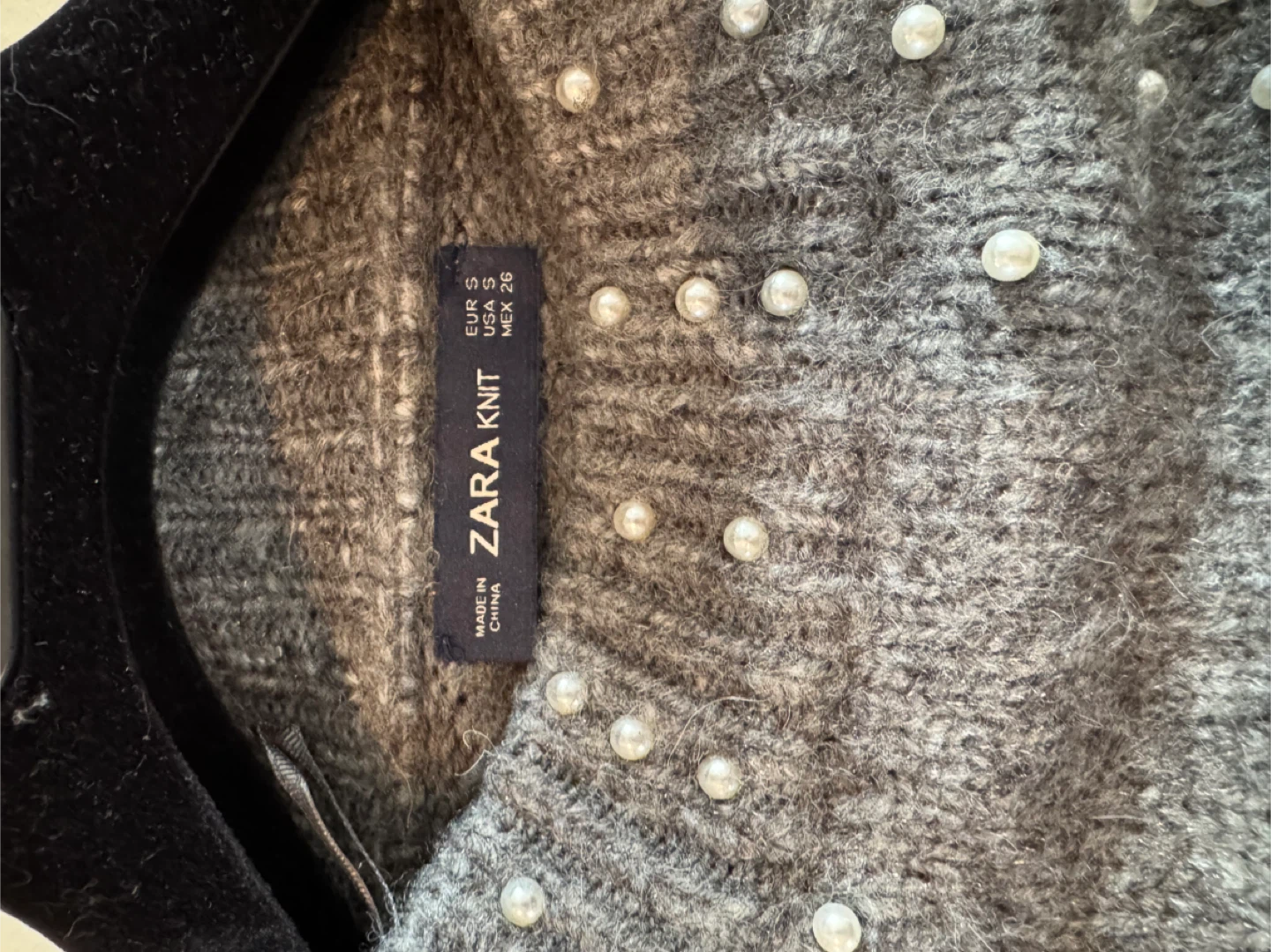 Zara Knit Grey Sweater with Pearls - Size S - photo 2