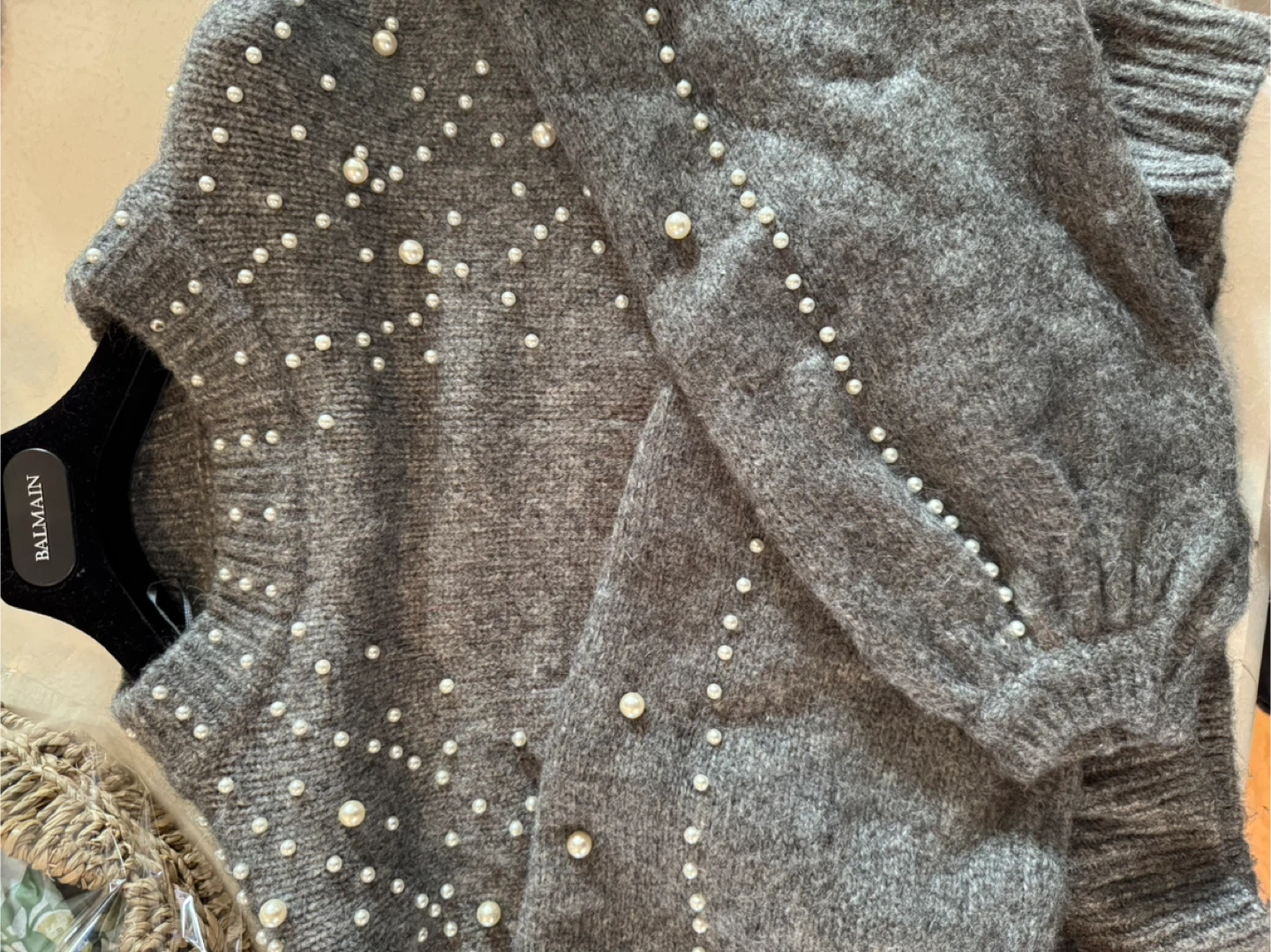 Zara Knit Grey Sweater with Pearls - Size S - photo 4