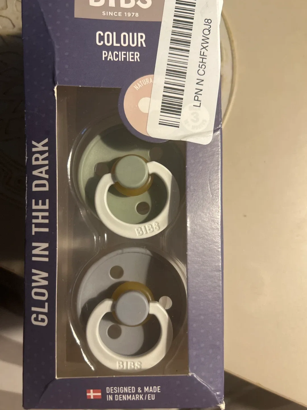 BIBS Colour Pacifier, Glow in the Dark, 2-pack